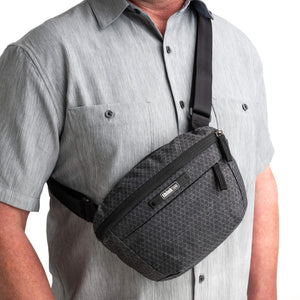 Lightweight symmetrical design can be worn across either shoulder