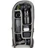 Alternatively carries a large kit consisting of two gripped bodies attached to lenses, plus room for an additional 2-6 lenses and/or accessories