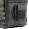Laser-cut MOLLE panel on front panel provides attachment points for capacity expansion and flexibility