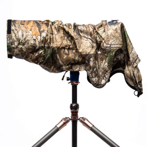 Realtree® APX Camo Emergency Rain Cover - large on tripod