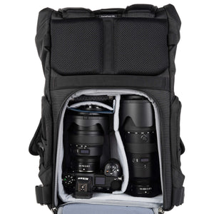 FocusPoint 30L with Nikon Z Series body with 24-70mm f2.8 attached and a 70-200mm f2.8. Configured for back access.