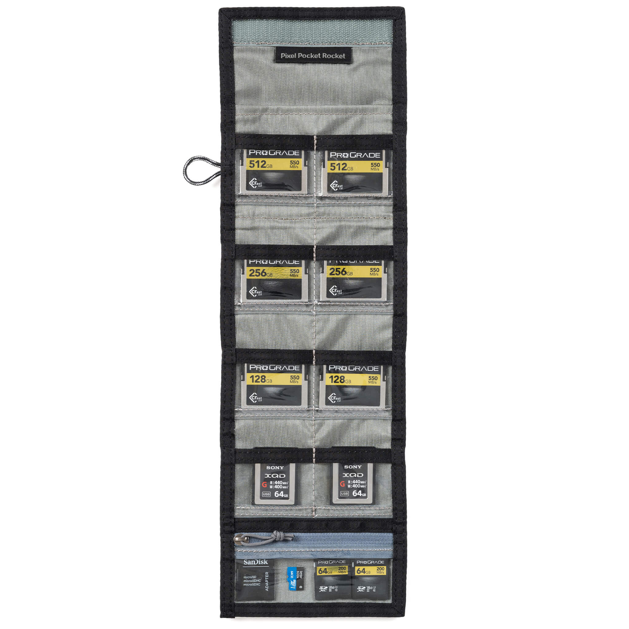 Clear card slots one zippered slot to see contents; Flip cards around when used / full