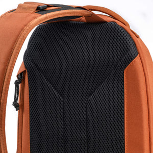 Breathable air mesh back panel with cushioned foam provides all-day comfort
