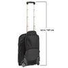Proprietary telescoping handle is reinforced for strength with rubberized touch points for added comfort