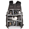 Fits 1 ungripped DSLR or Mirrorless body with lens attached up to a 70–200mm f/2.8, 3–5 additional lenses, a strobe, a 15” laptop, plus personal gear