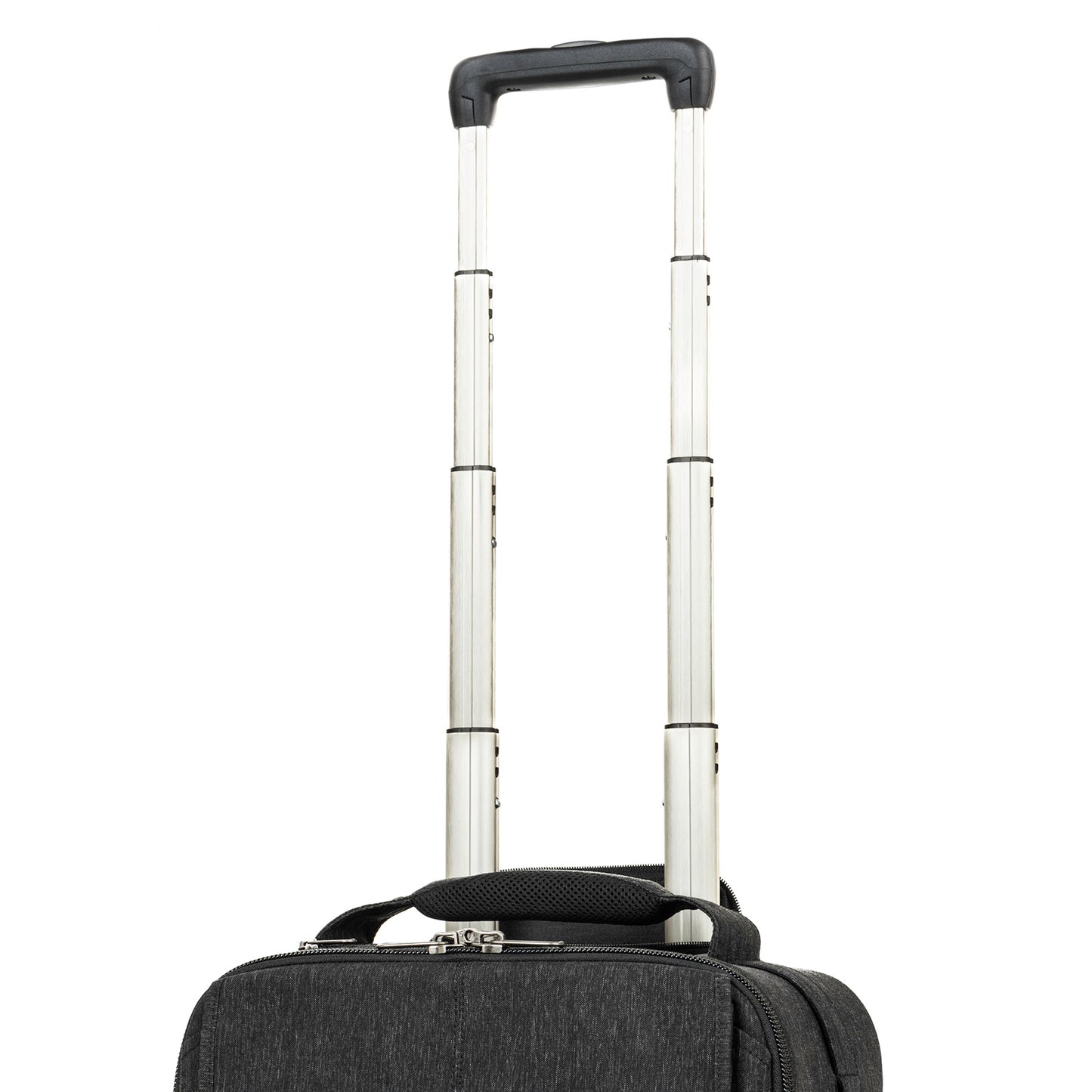 Custom designed retractable handle with inset channel on aluminium tubing for added strength and durability