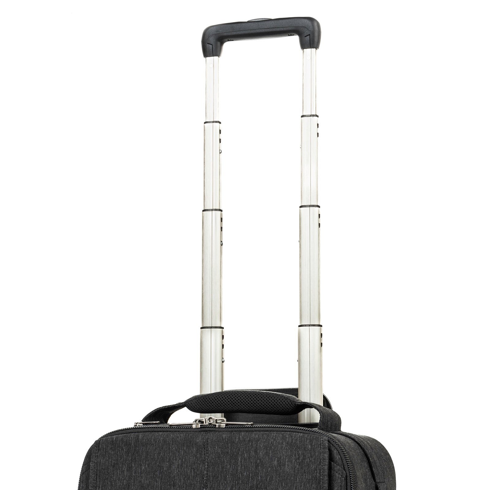 Custom designed retractable handle with inset channel on aluminium tubing for added strength and durability