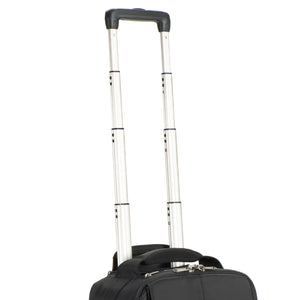 Custom designed retractable handle with inset channel on aluminum tubing for added strength and durability