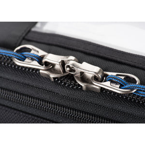 Cable and combination lock included for securing the lockable zippers
