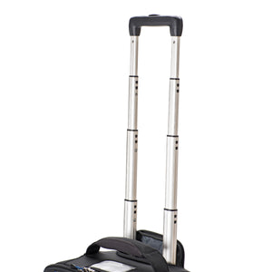 Custom designed retractable handle with inset channel on aluminum tubing adds strength and durability