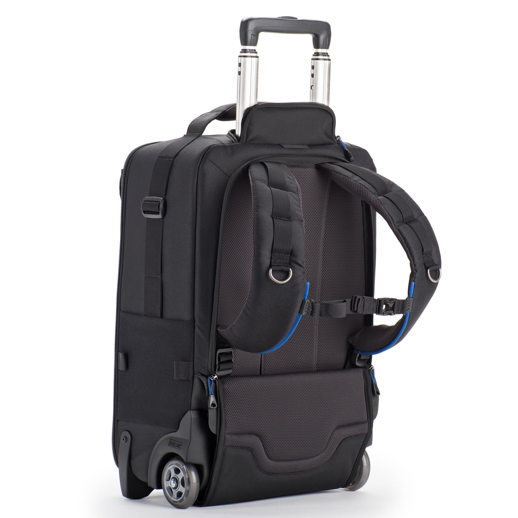 Integrated backpack straps with comfortable shoulder harness and back panel padding