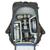 1–2 ungripped DSLR or Mirrorless body with lens attached up to a 70–200mm f/2.8, 1–3 additional lenses, a strobe, a 13” laptop, plus personal gear