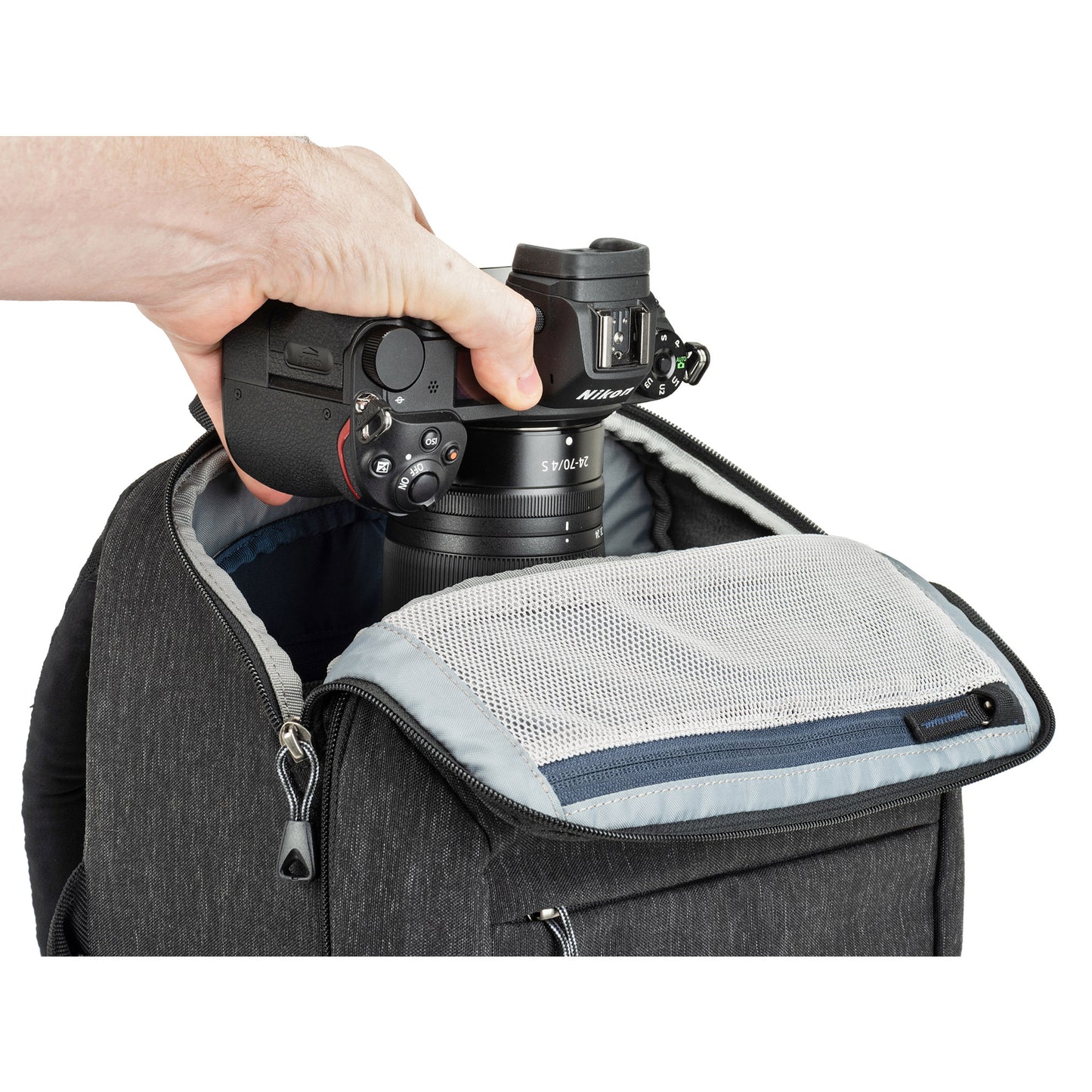 Top panel quick access and rear panel full-access to camera gear