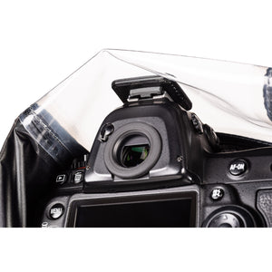 Hot-shoe mount keeps cover located on camera during use