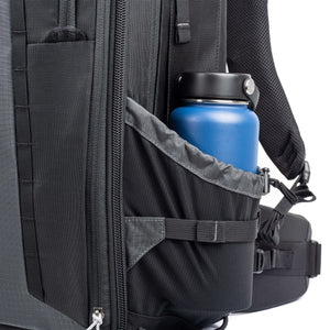 2 large water bottle or accessory pockets on both sides with drains and cinch cord for security