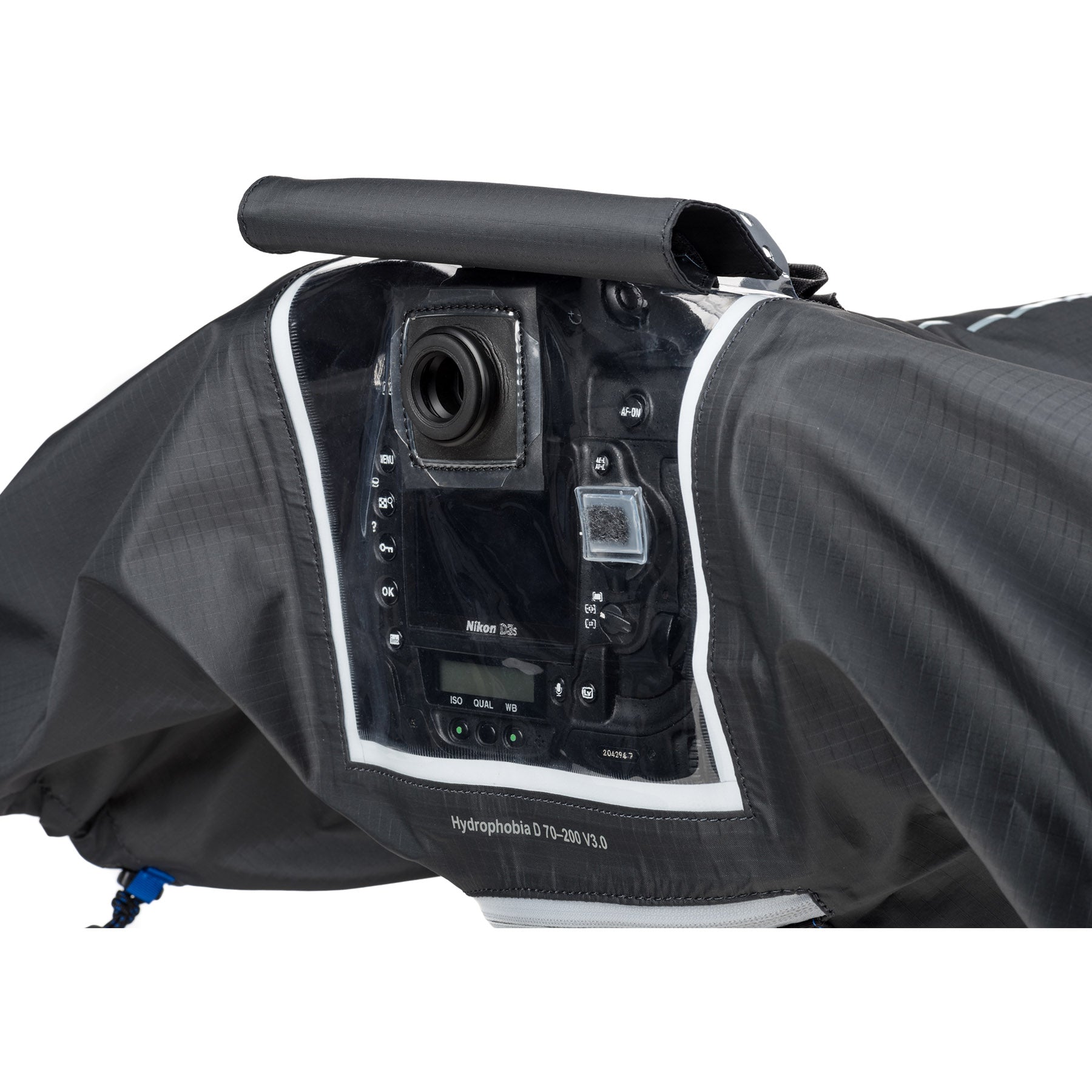 Eyepiece flap folds into a visor or, when not in use, shields viewfinder from rain or dust