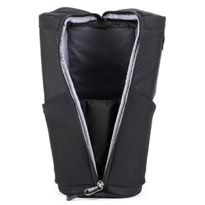 “Lens Catcher” wing secures lens while working out of the case. One-handed vertical zipper for quick access and easy retrieval