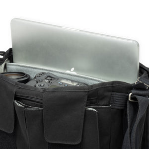 Dedicated pocket fits a tablet or up to a 15