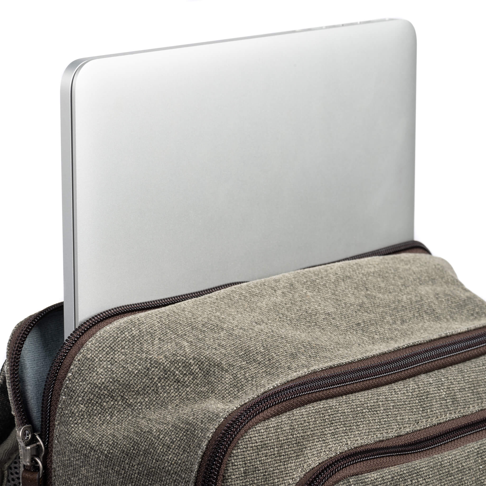 Dedicated, padded laptop compartment fits a 16” Macbook Pro