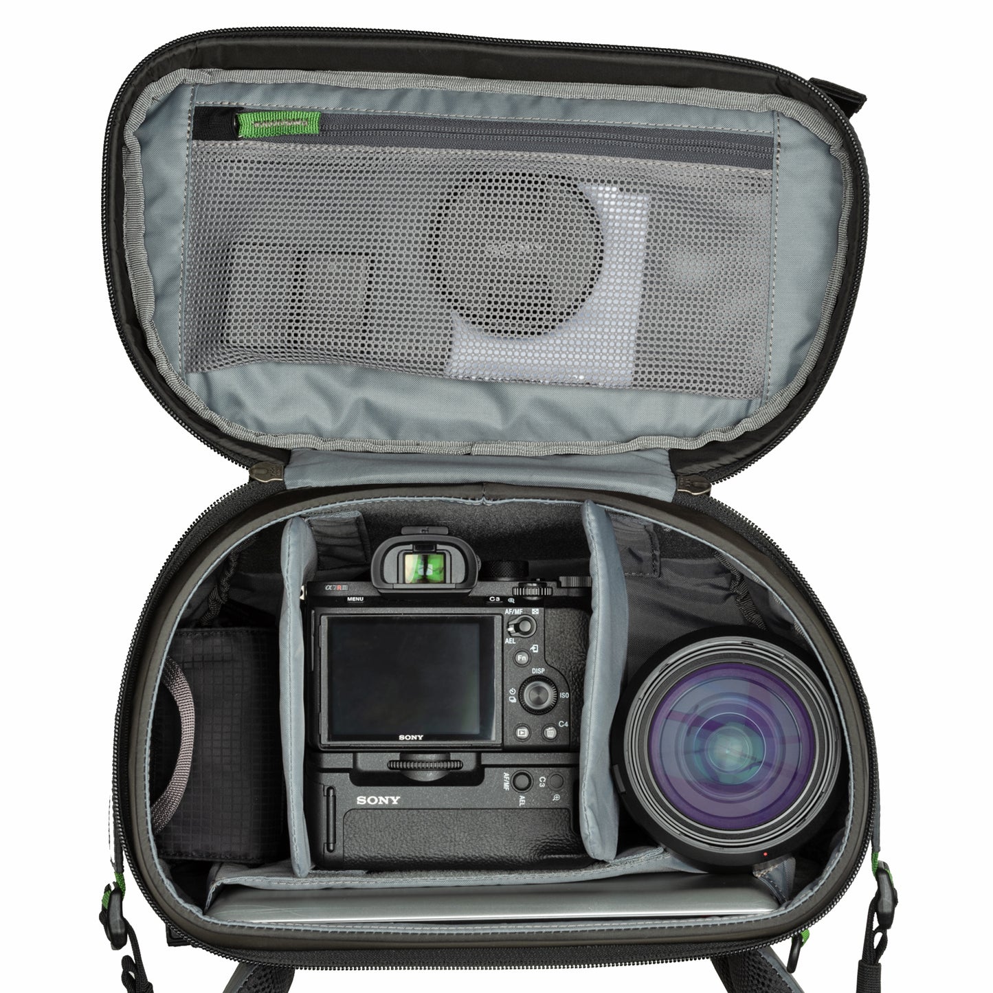 Fits one gripped Mirrorless or DSLR kit with 3-5 lenses or 70-200mm f/2.8 attached