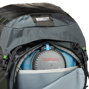 Dedicated padded sleeve fits up to a 16” laptop or a 3L reservoir in the front pocket