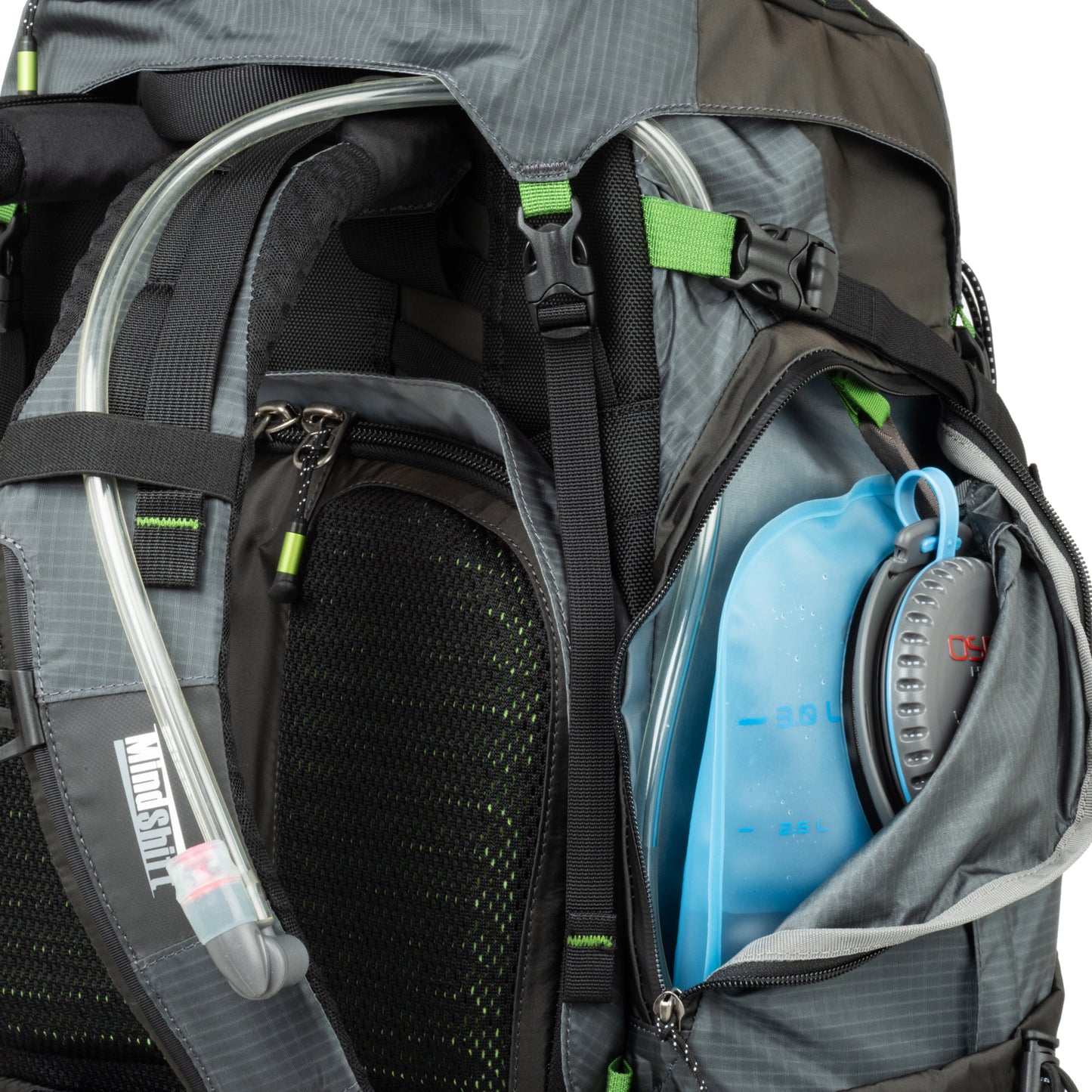 Dedicated padded sleeve fits up to a 16” laptop or a 3L reservoir in the front pocket