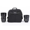 Utility bag for diverse carry options: most gripped DSLRs, 1–2 small lenses or 2 camera GoPro Kit