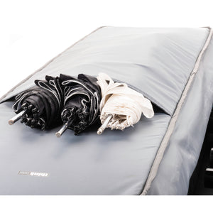 Large interior pocket for umbrellas or small modifiers