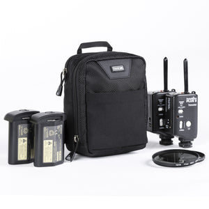 Organizer belt pouch with pockets for accessories and personal items.