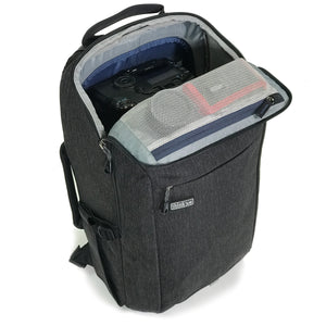 Top panel quick access and rear panel full-access to camera gear