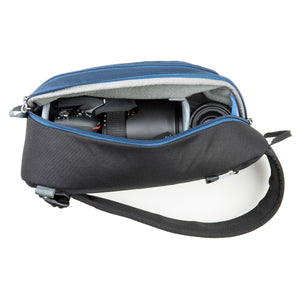 Fits a standard size DSLR + 1–2 lenses + 8” tablet