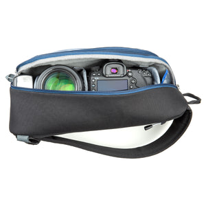 Fits a standard size DSLR + 1–3 lenses + 10” tablet