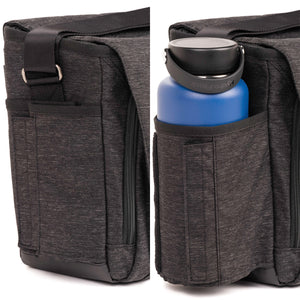 Expandable water bottle pocket fits all sizes and bottles of gear