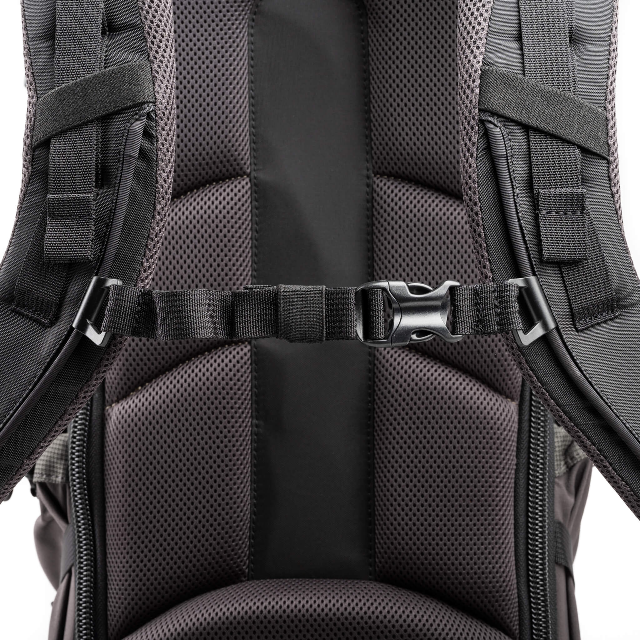 Nine-point adjustable harness system includes load lifters, sternum strap, and quick-fit waist belt