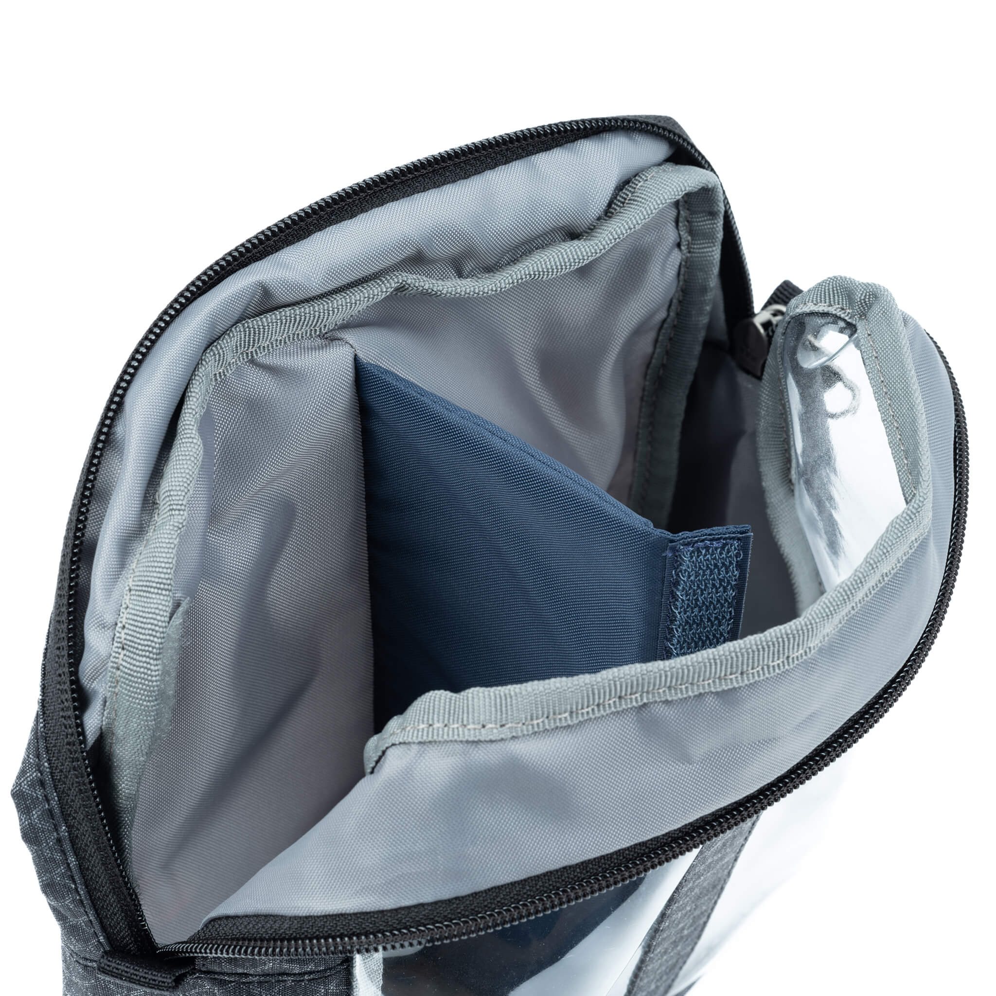 Wide opening, zippered top provides rapid access to contents