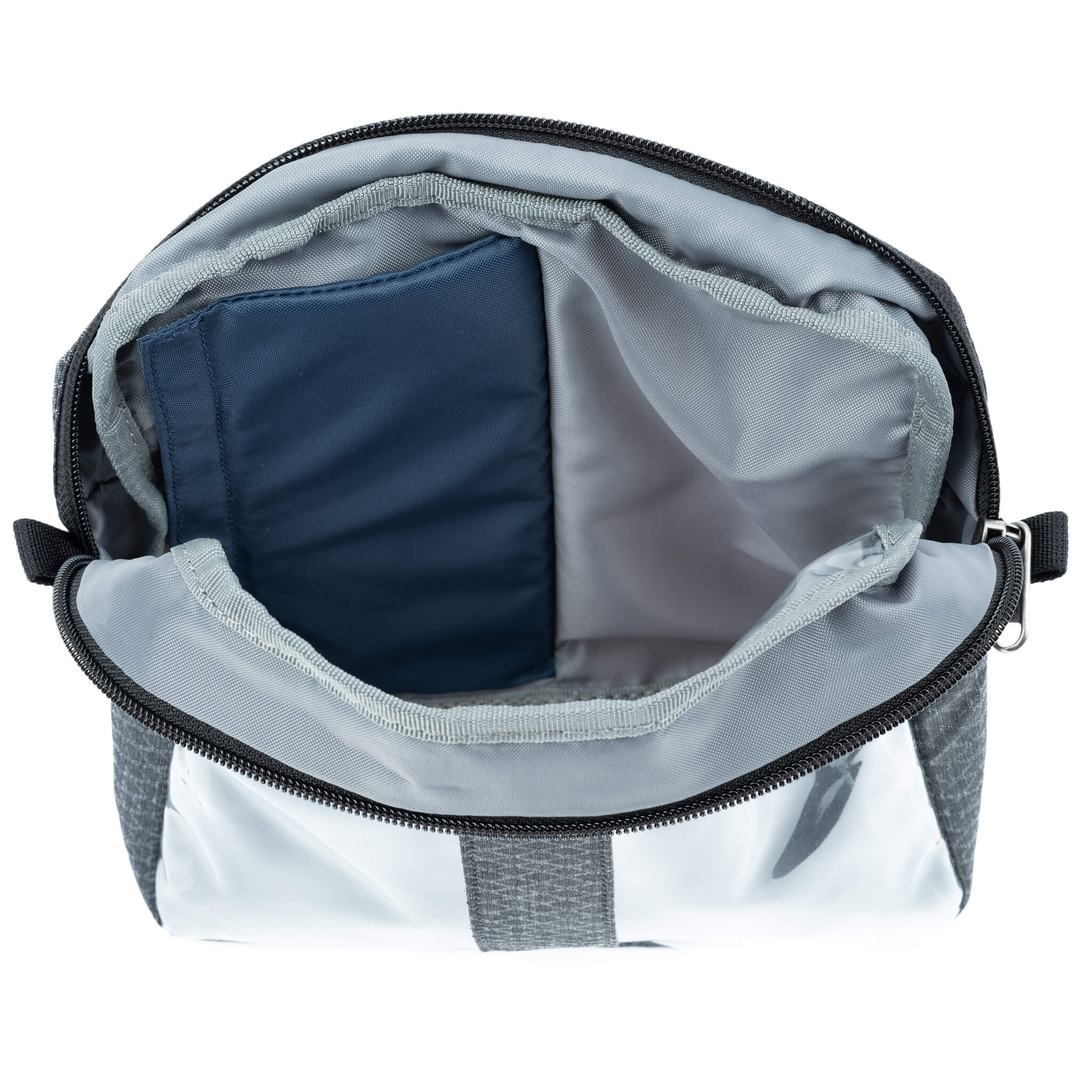 Wide opening, zippered top provides rapid access to contents