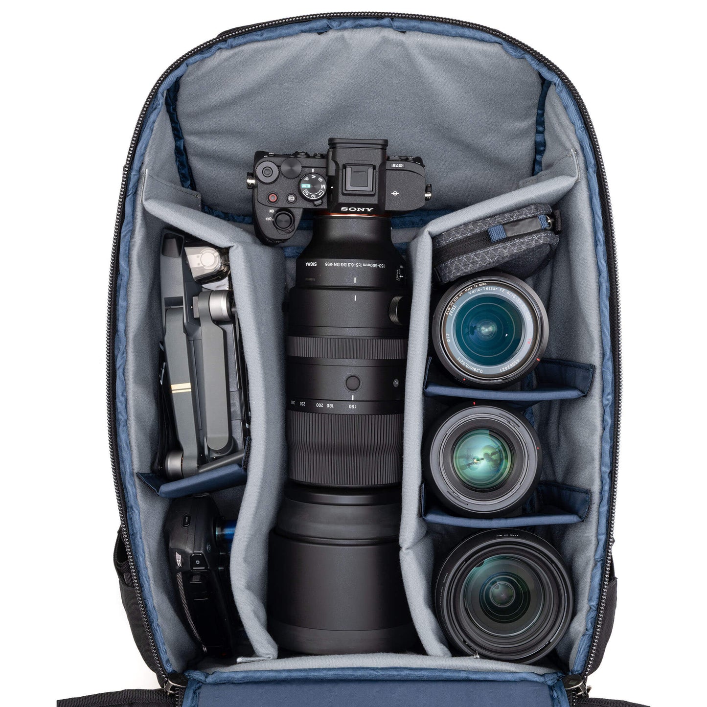 
                  
                    Holds two gripped camera bodies with lenses attached plus 4-6 additional lenses
                  
                
