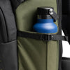 Right side pocket with web cinch fits a water bottle or tripod using upper and lower compression straps with SR buckles for added security