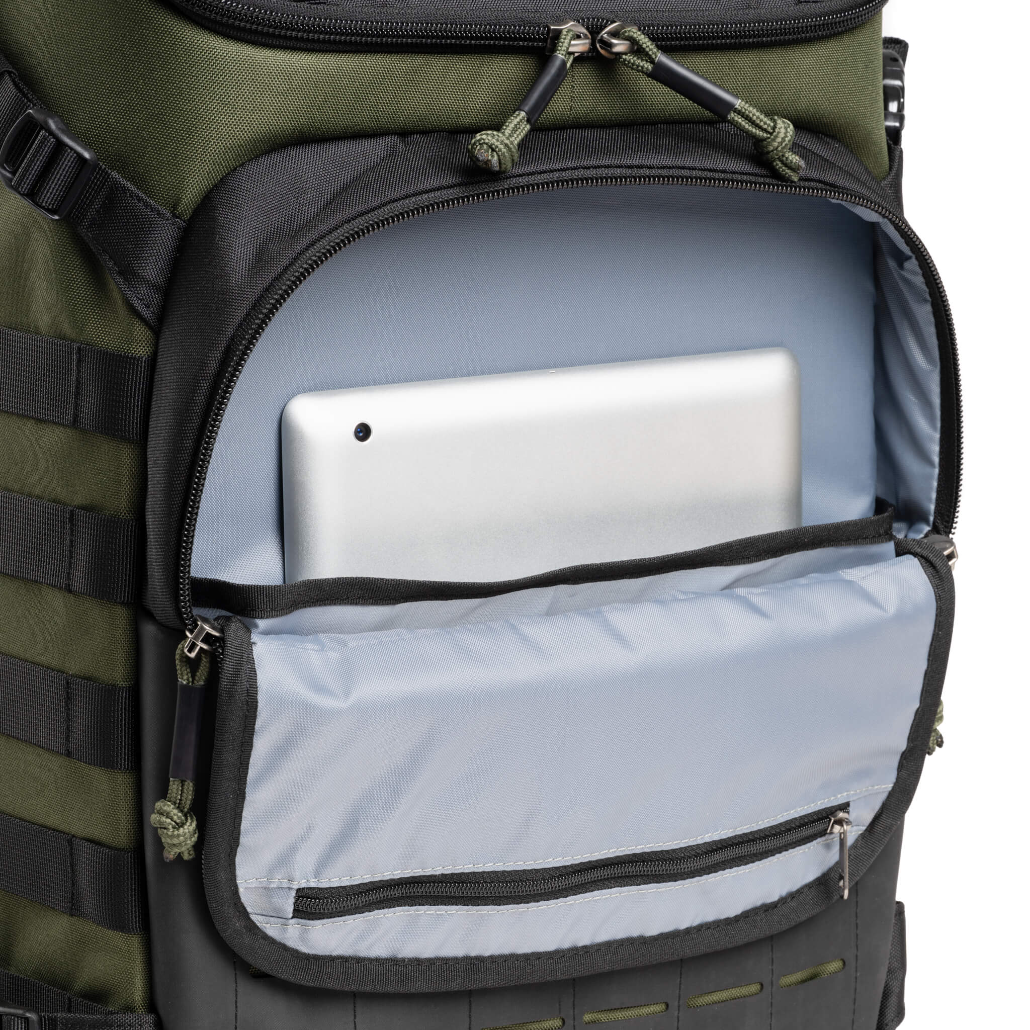 Front pocket fits a 10” tablet
