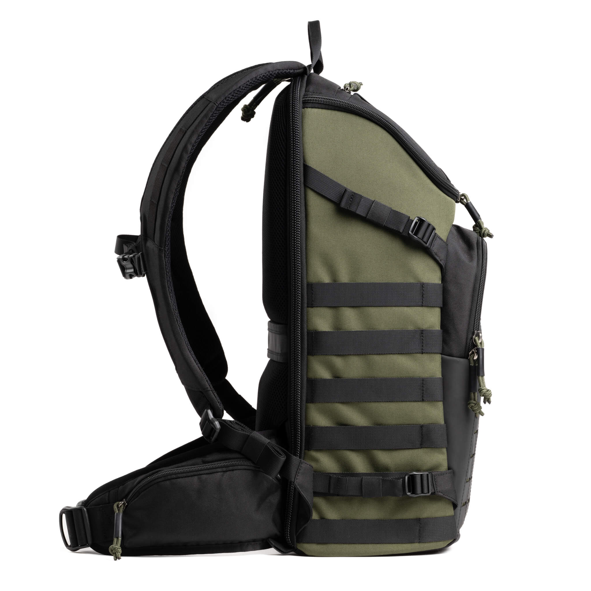 Tactical webbing rails on the side enable you to attach Think Tank select modular pouches