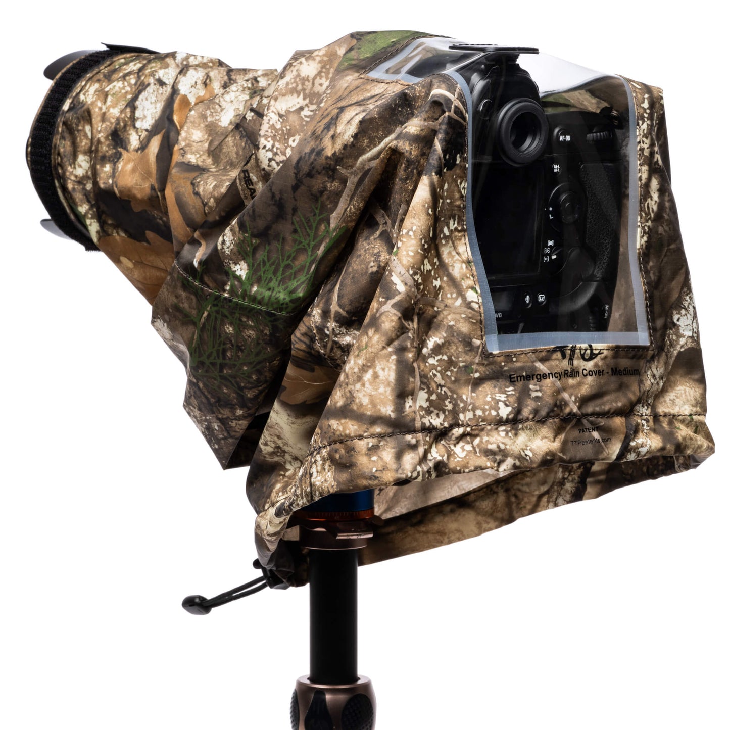 
                  
                    Emergency Rain Cover Medium in Realtree® APX Camouflage on tripod
                  
                