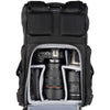 Canon R5 with 24-70mm f/2.8, 50 f/1.4, accessories. Configured for back access.
