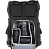 Canon R8 attached to 35 f/1.4, 50 f/1.4, 16-28 f/2.8, flash. Configured for back access.