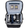 Fits one small point-and-shoot or small size mirrorless body (4/3) with small telephoto or pancake lens attached.