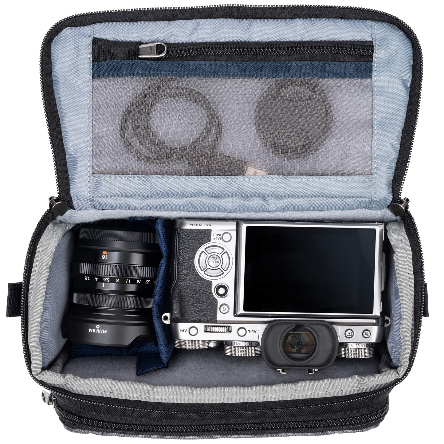 
                  
                    Fits one standard mirrorless body plus 1 to 2 lenses: short to medium f/4 zooms or short to medium primes.
                  
                