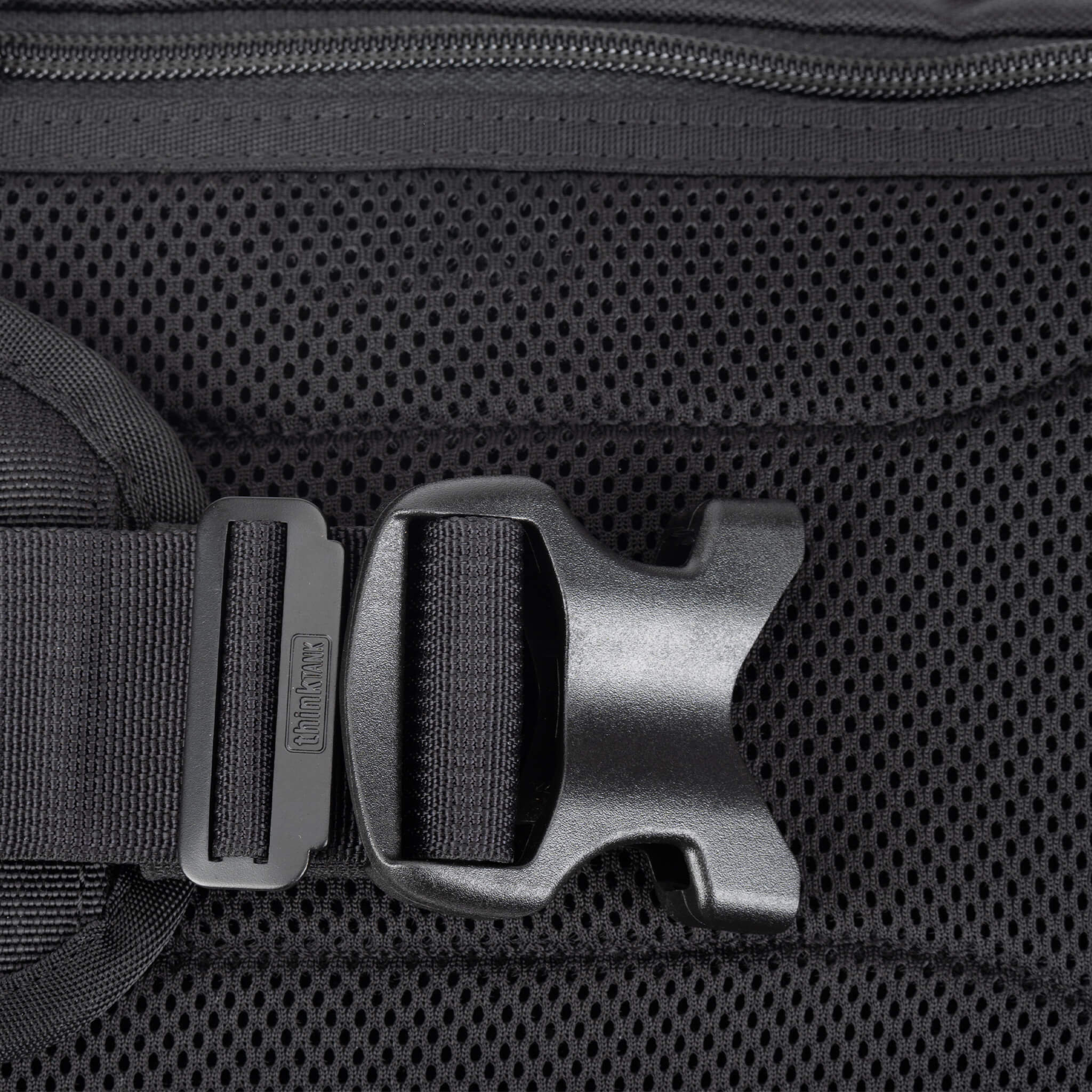 Waist belt buckle with tri-glide stop prevents the belt from slipping