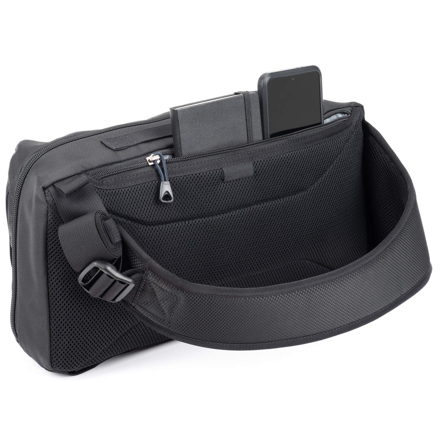 
                  
                    Rear zipper pocket fits a phone or notebook
                  
                