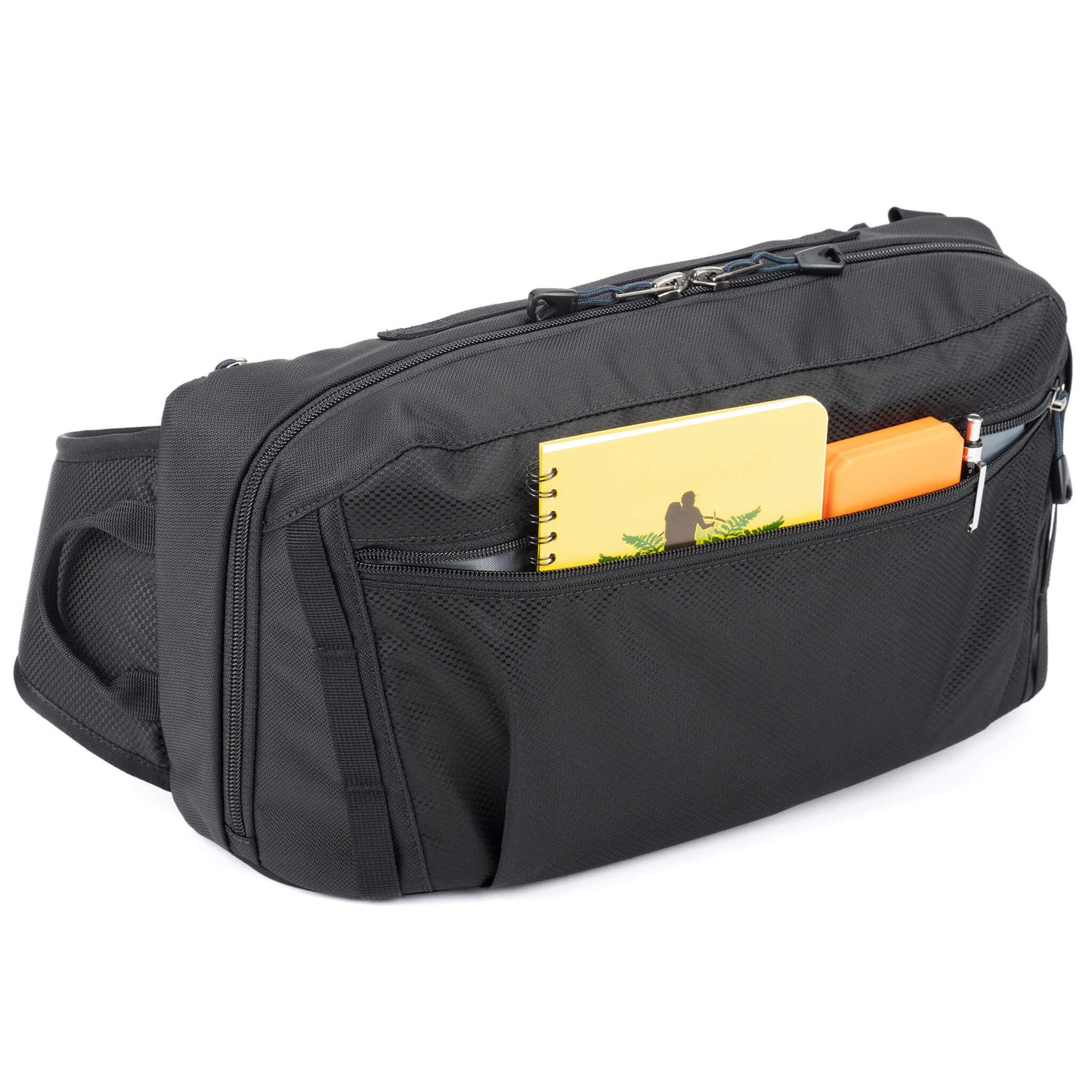 
                  
                    Front pleated zippered pocket
                  
                