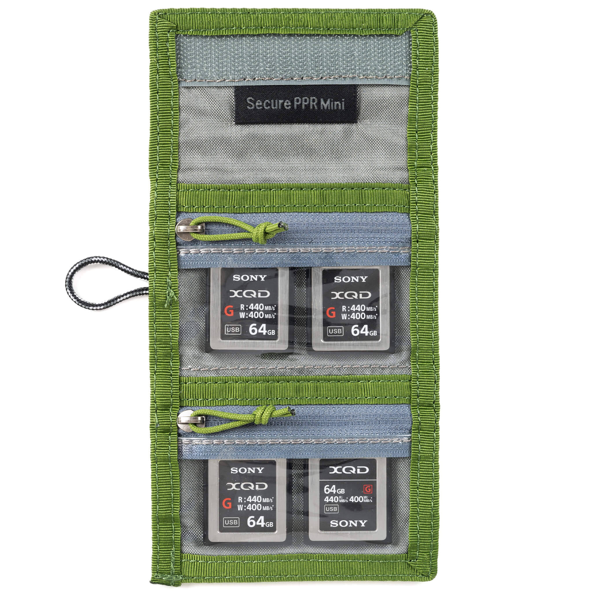 Clear zippered card slots to see contents; Flip cards around when used / full