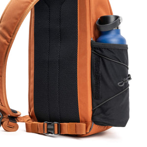 Tuck-away water bottle pocket adds convenience